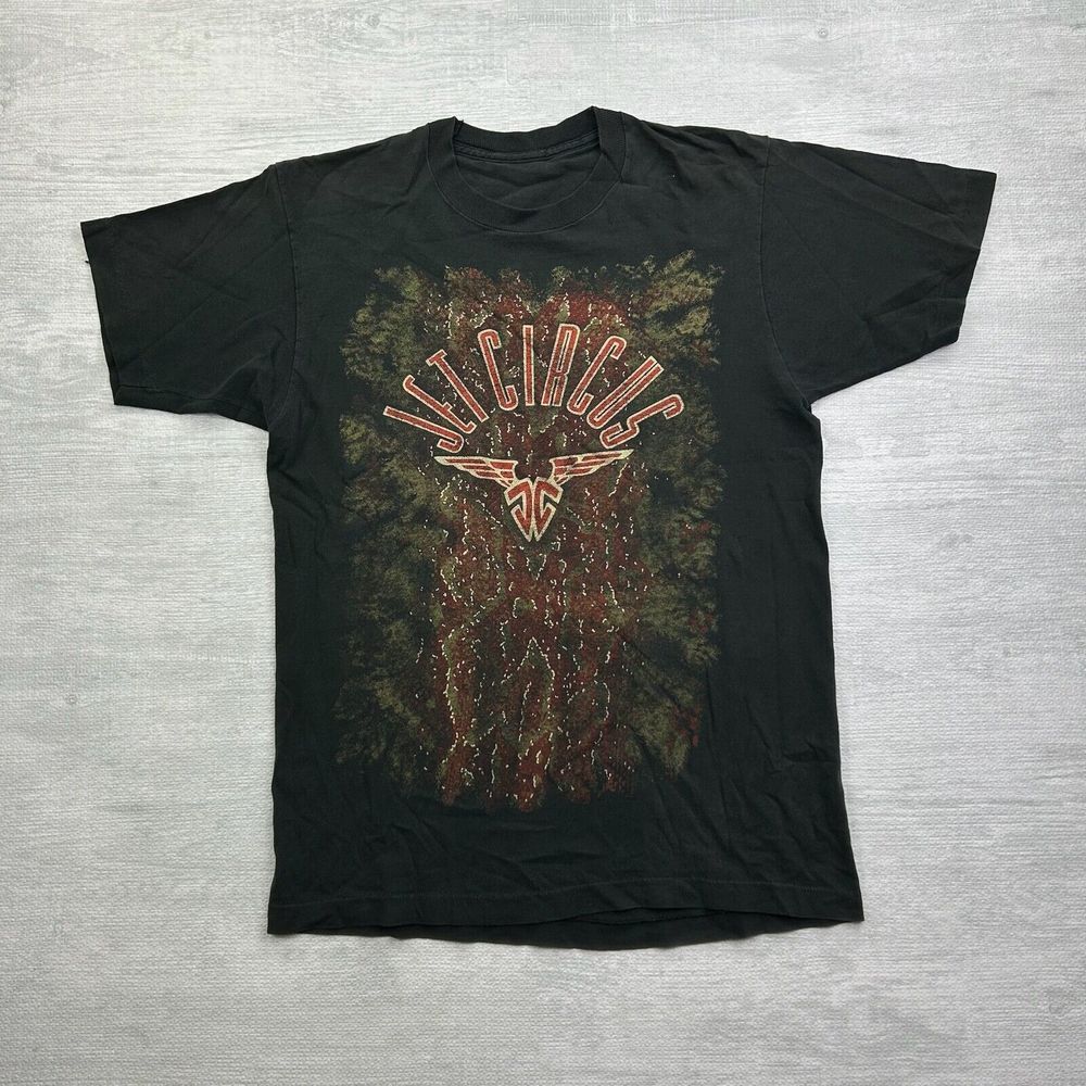 Vintage Jet Circus Shirt Mens Large Black Step On It Tour 1991 Concert Hard Rock